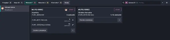 Manufacturing order preview in an Odoo-based production management system (MES) – manufacturing orders in the Shop Floor module, a dedicated view for the production hall.
