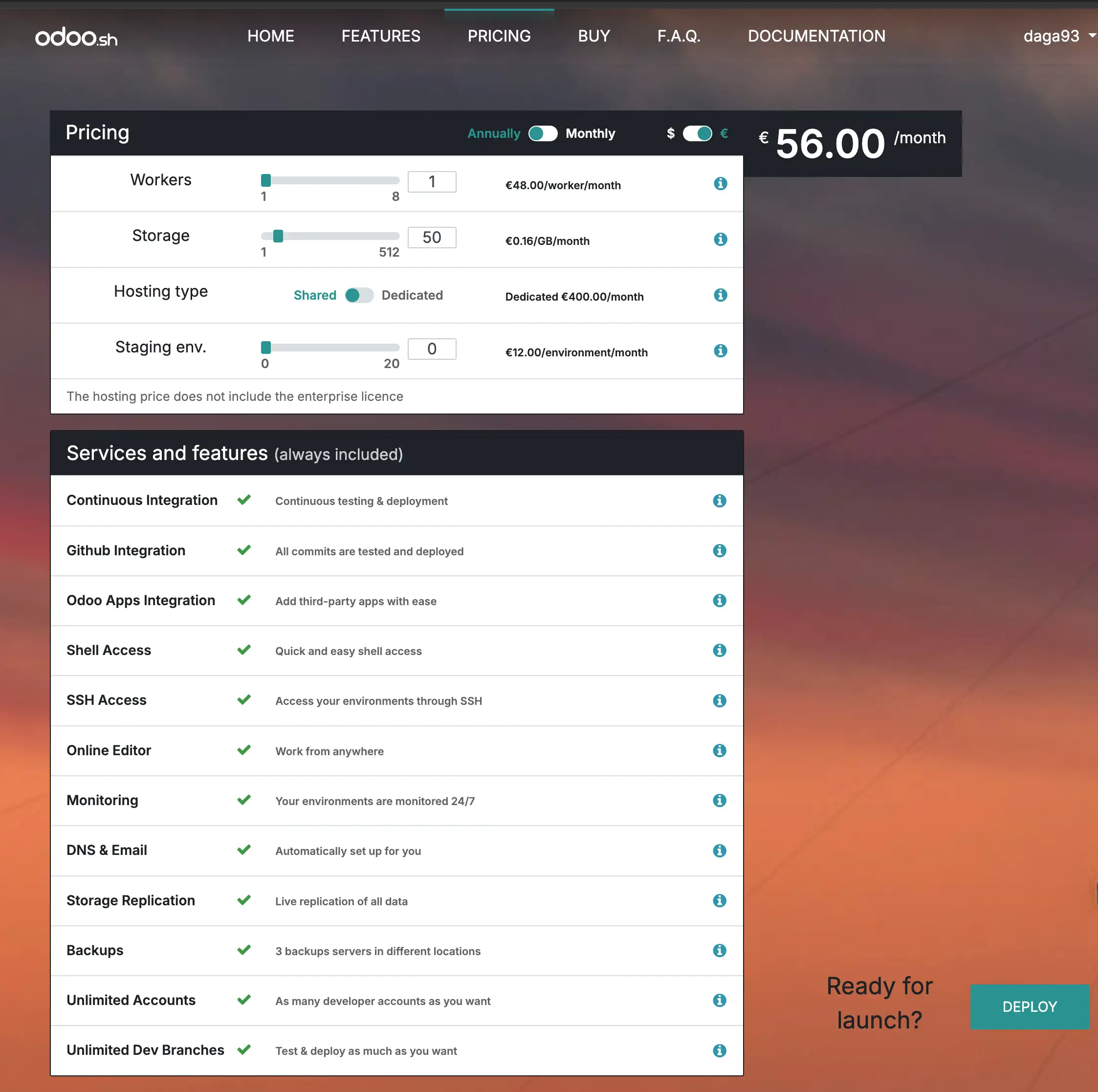 Odoo.sh pricing and worker costs