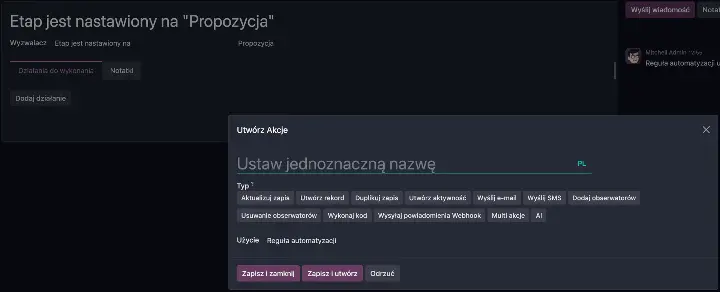 Image showing the types of automations and automation configuration in Odoo.